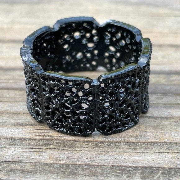 Fashion Ring Black Tone Unisex Jewelry Ring Crystal Accent Rings Size 11 - Picture 8 of 12